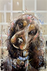 Chequered Cutie by Samantha Ellis - Original Painting on Box Canvas sized 24x36 inches. Available from Whitewall Galleries